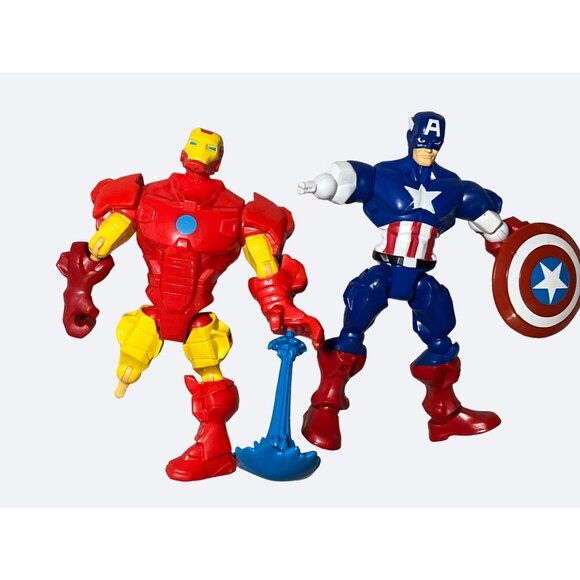 Marvel Mashers Iron man and Captain America Partial Action Figures - Picture 1 of 6